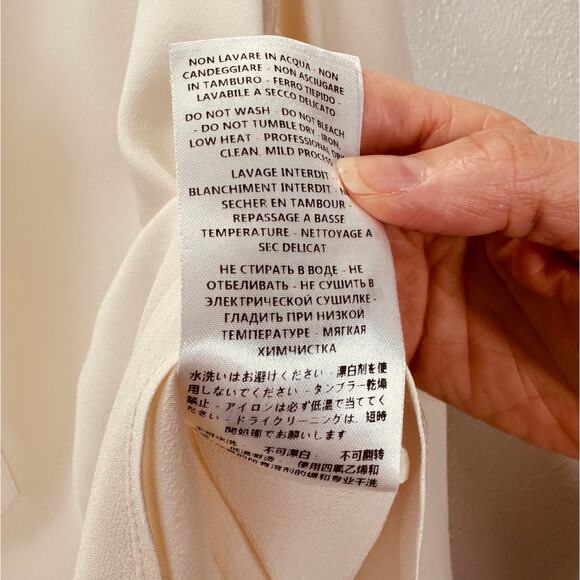 Stella McCartney Eva Cream Silk 3/4 Button Mandarin Collar Blouse 42 / M - Picture 10 of 16
